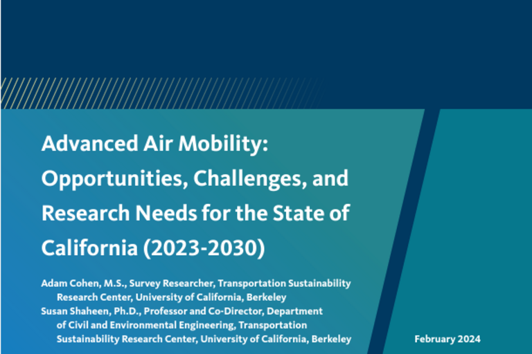 Cover of Advanced Air Mobility: Opportunities, Challenges, and Research Needs for the State of California (2023-2030)