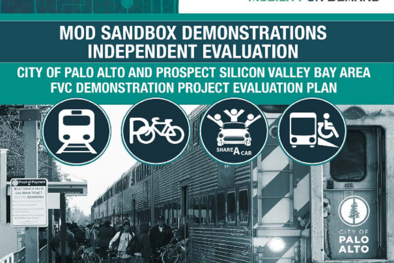 Cover of MOD Sandbox Demonstrations Independent Evaluation: City of Palo Alto and Prospect Silicon Valley Bay Area Fair Value Commuting (FVC) Demonstration Project Evaluation Plan
