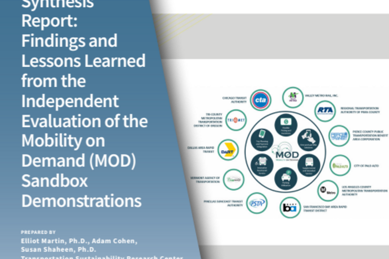 Cover of Synthesis Report: Findings and Lessons Learned from the Independent Evaluation of the Mobility on Demand (MOD) Sandbox Demonstrations