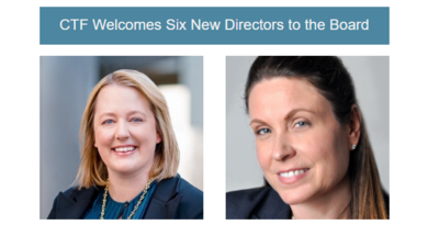 A screenshot of the announcement reading "CTF Board of Directors" with two headshots below